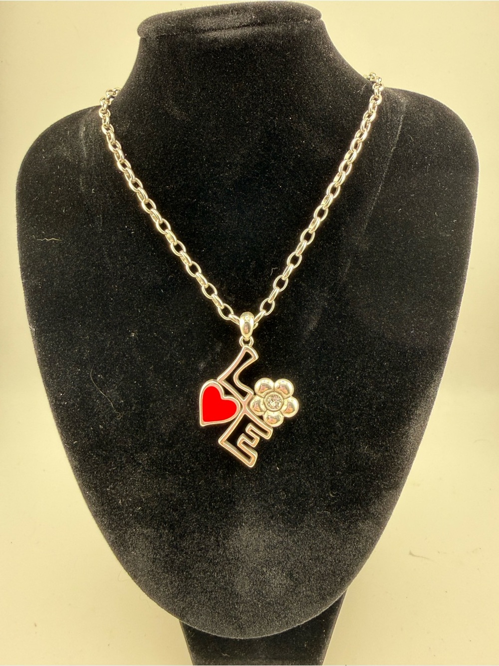 Brighton Mod Love Necklace Key Heart Flower Silver Tone Chain Cute Gift - Picture 2 of 5
